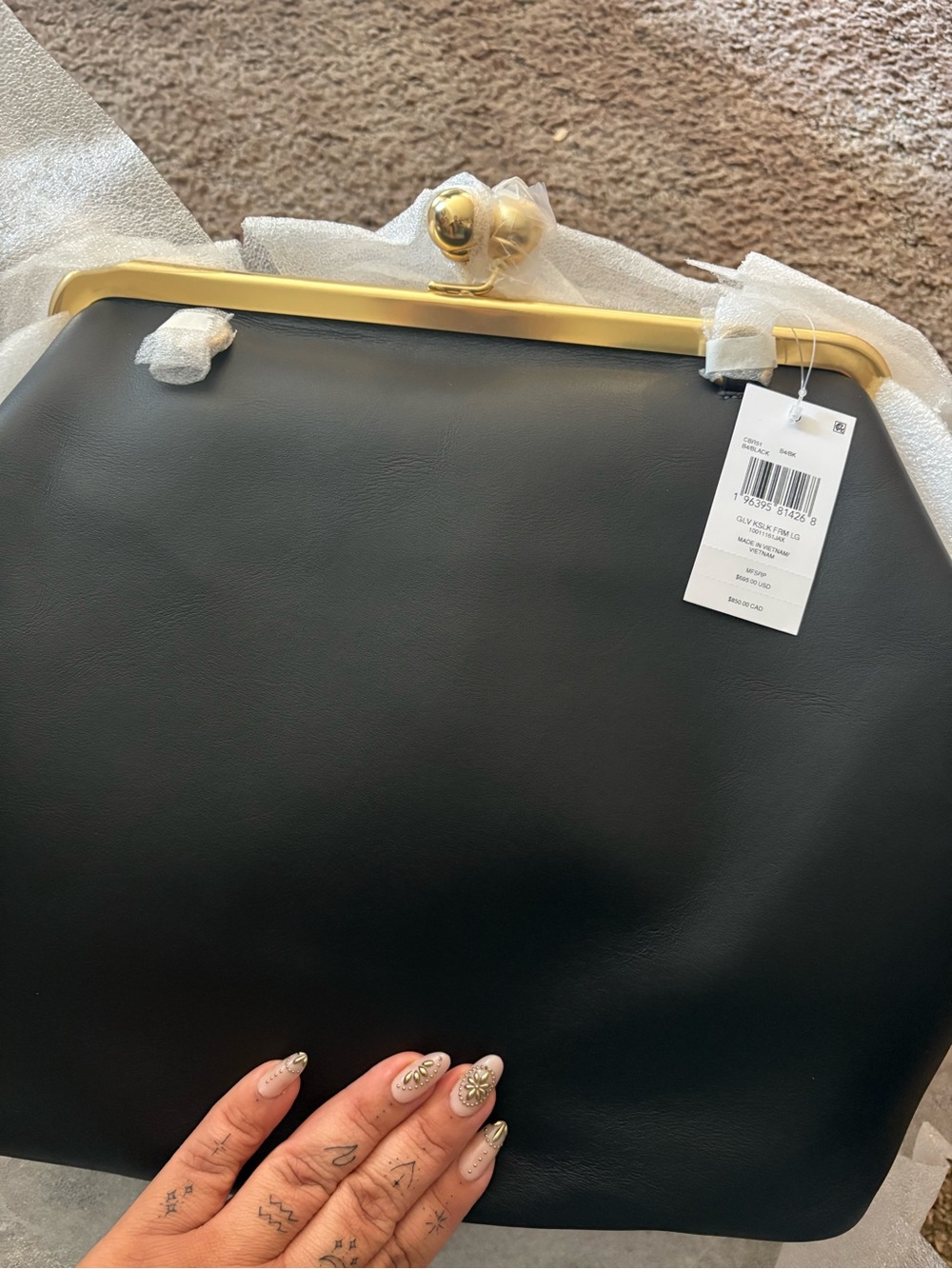 Coach Black Leather Frame Clutch with Gold Hardware